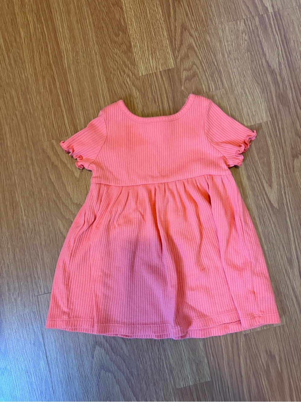 Cat & Jack Coral Pink Ribbed Short Sleeve Dress